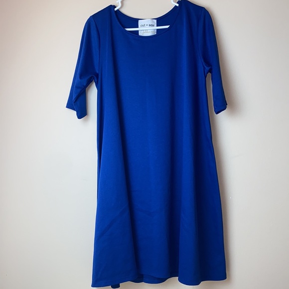 Cut & Sew Blue Dress - Picture 2 of 6